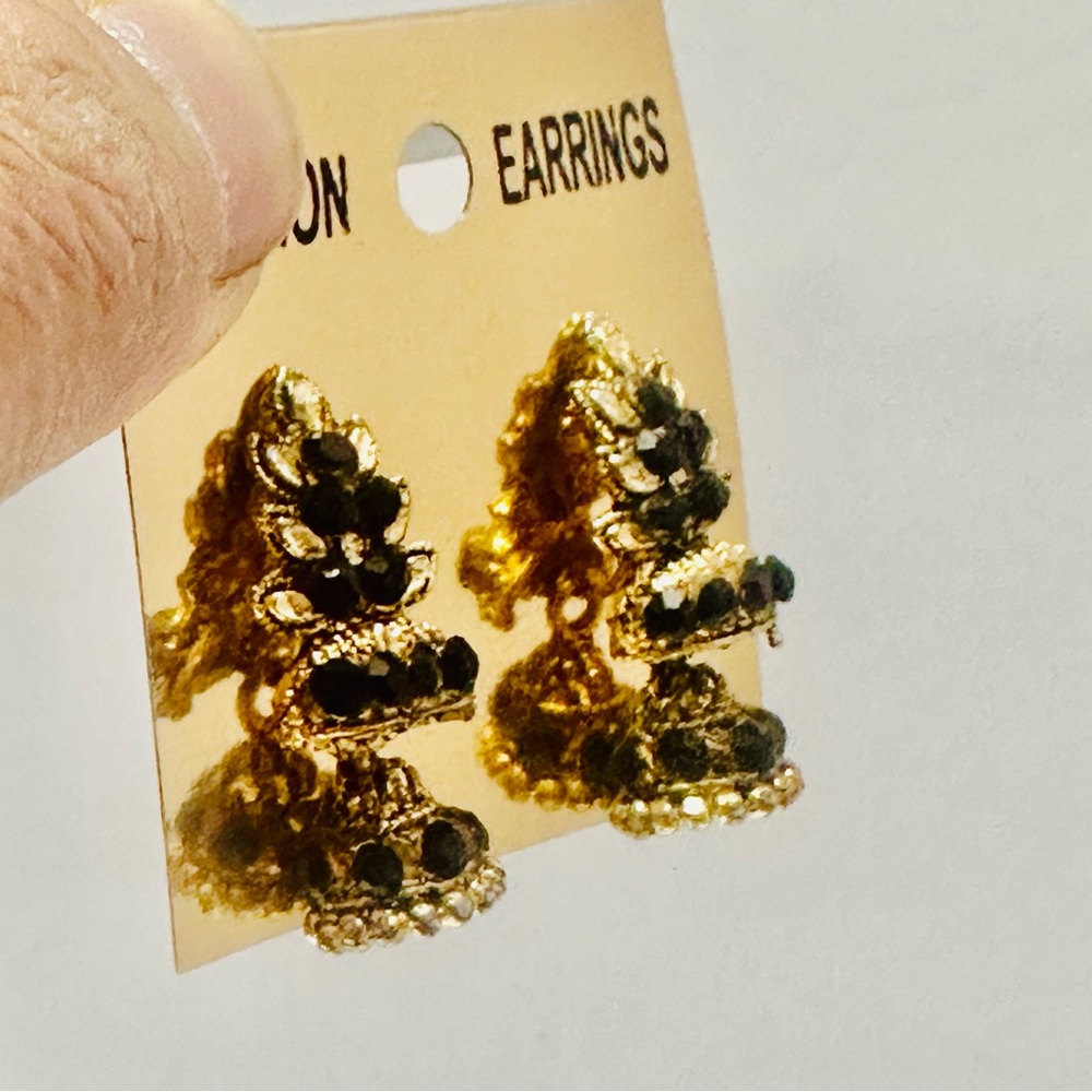 Gold and Black Fashion Earrings